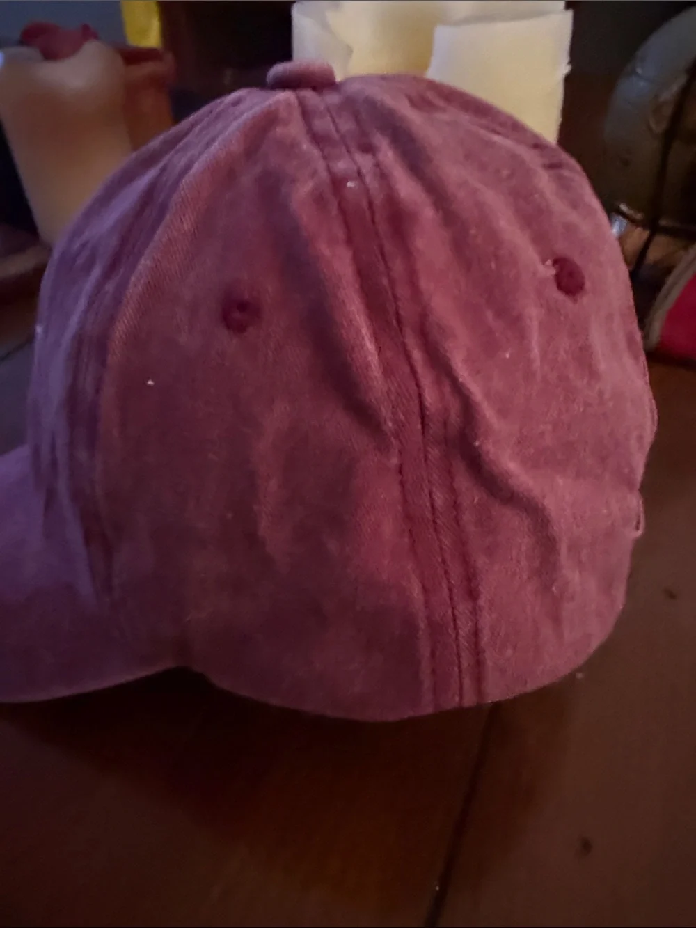 Washed Burgundy Baseball Cap with White Cross Embroidery